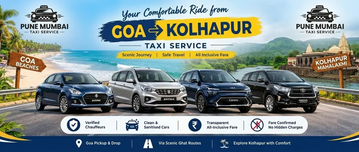Goa to Kolhapur taxi service - Dzire, Ertiga, Kia Carens and Innova Crysta from Goa to Kolhapur