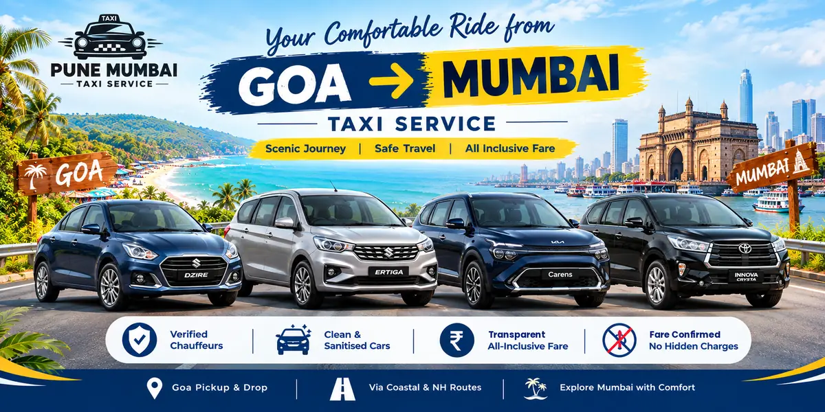 Goa to Mumbai taxi service - Dzire, Ertiga, Kia Carens and Innova Crysta from Goa to Mumbai