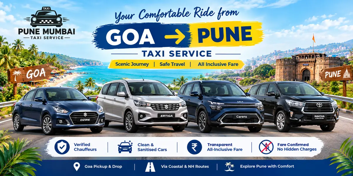 Goa to Pune taxi service - Dzire, Ertiga, Kia Carens and Innova Crysta from Goa to Pune