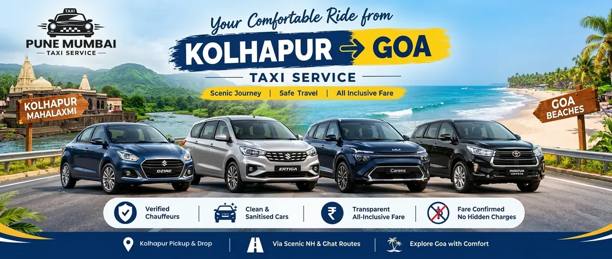 Kolhapur to Goa taxi service - Dzire, Ertiga, Kia Carens and Innova Crysta from Kolhapur to Goa