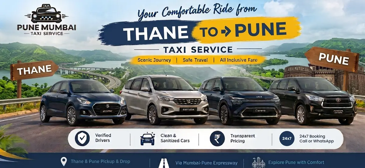Thane to Pune taxi service - Dzire, Ertiga, Kia Carens and Innova Crysta from Thane to Pune